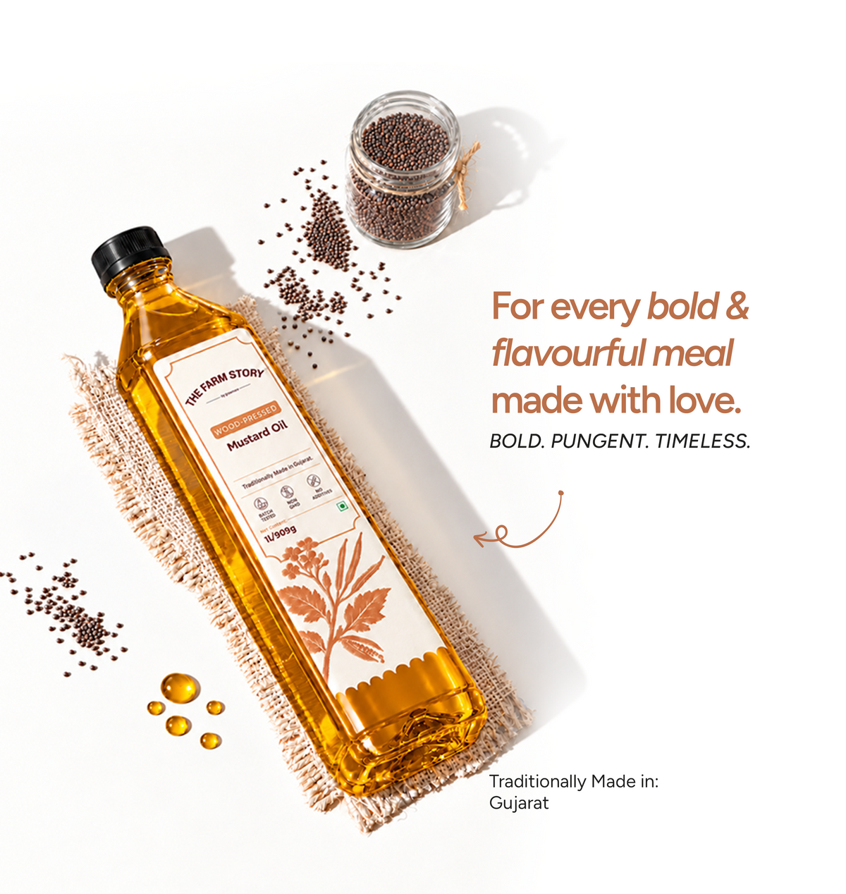 Single-Filtered Wood-Pressed Mustard Seed Oil