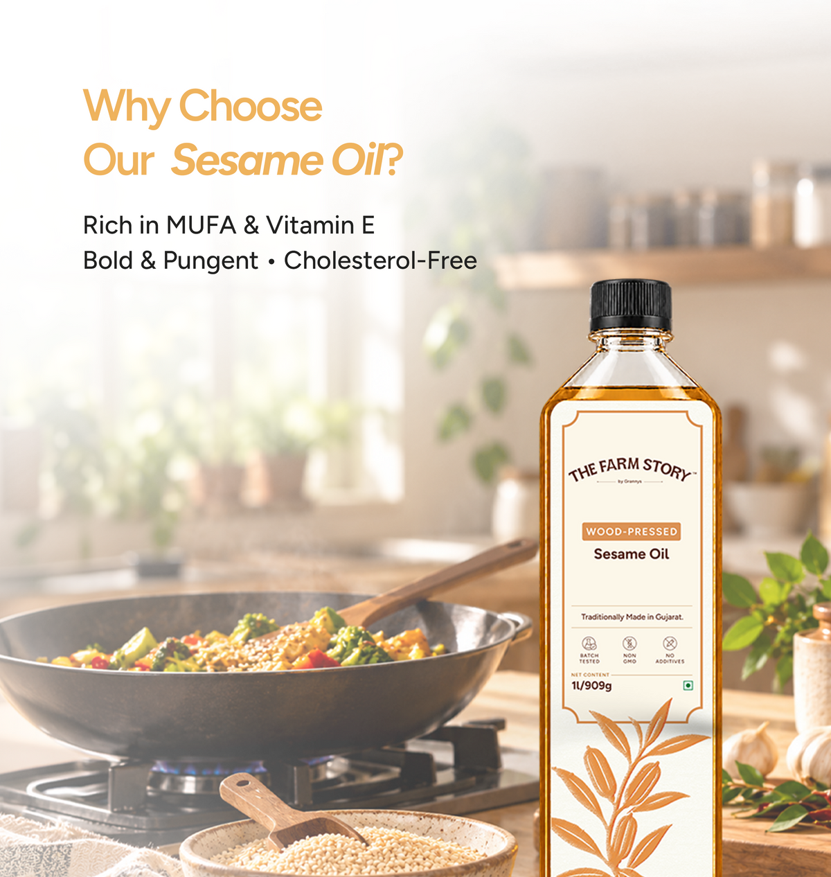 Single-Filtered Wood-Pressed Sesame Oil