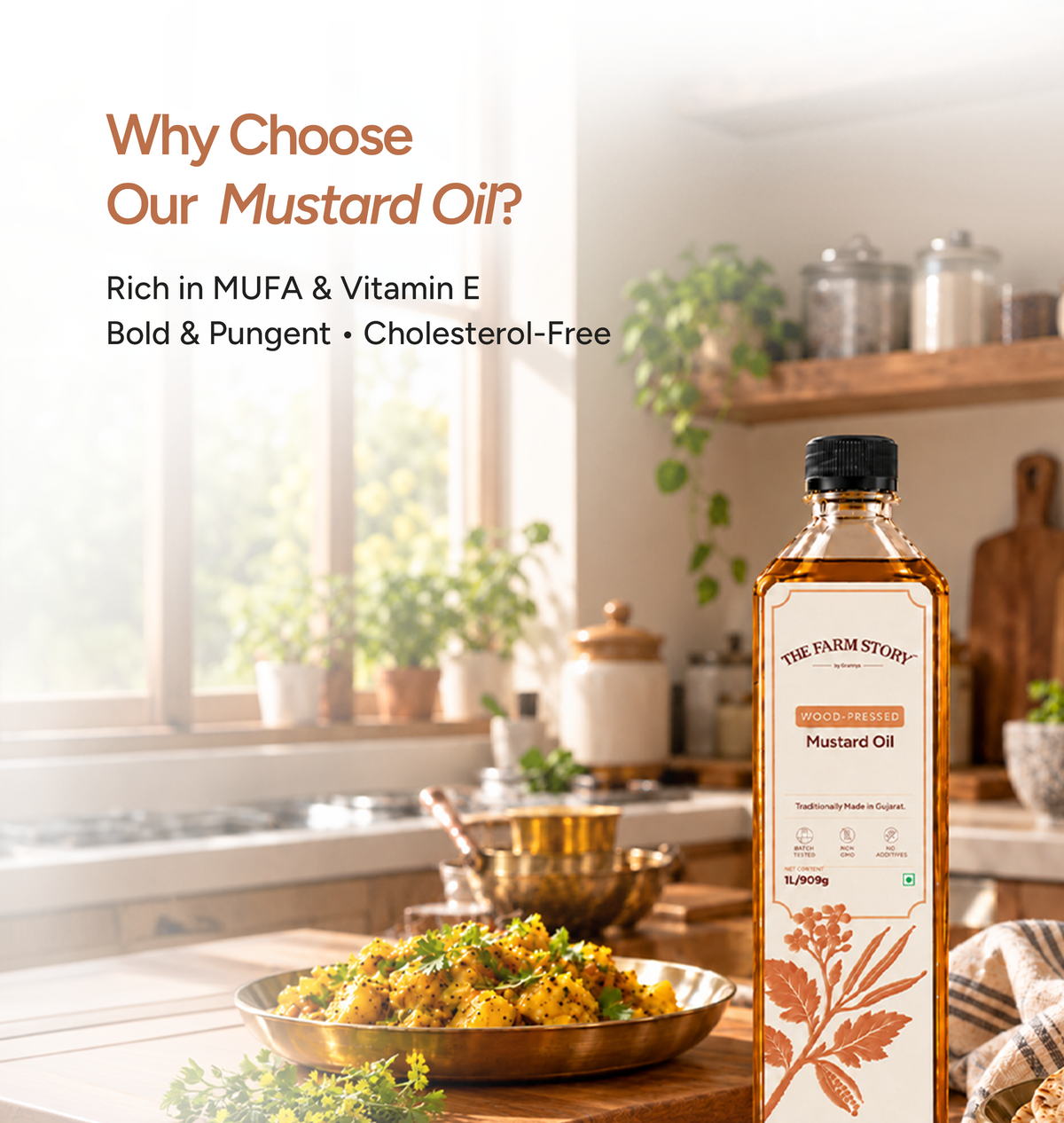 Single-Filtered Wood-Pressed Mustard Seed Oil