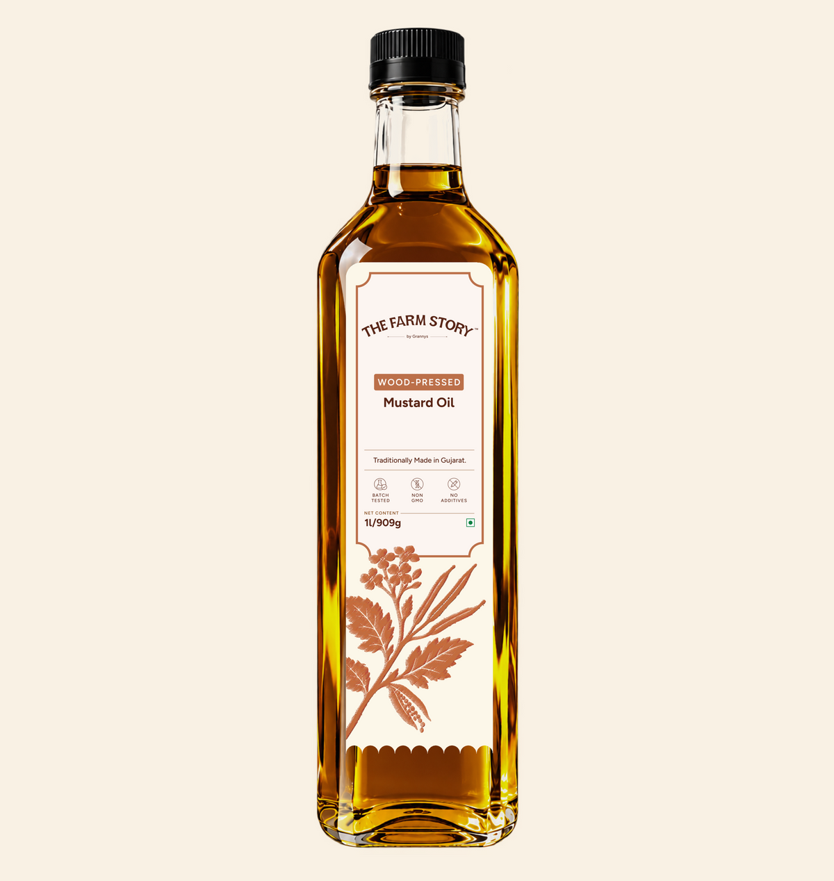 Single-Filtered Wood-Pressed Mustard Seed Oil